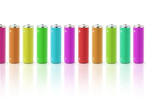 Multicolor batteries Stock Photos