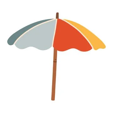 Multicolor beach umbrella vector illustration with blue red orange panels Stock Illustration