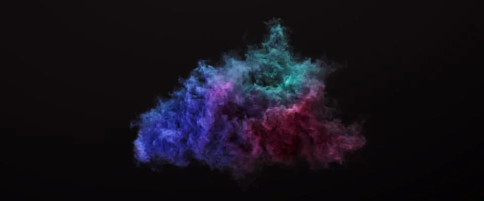 Multicolor beautiful cloud on a dark background. 3d illustration, 3d render. Stock Illustration