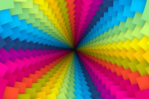 Multicolor black hole boxes abstract background 3D illustration Stock Illustration