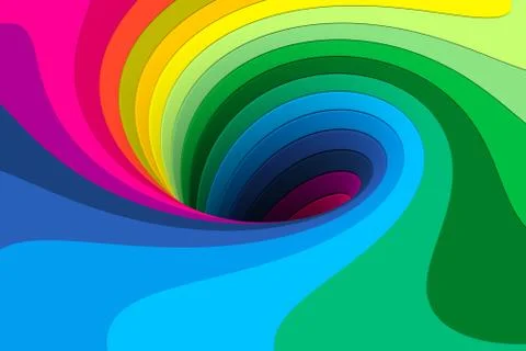 Multicolor black hole lines abstract background 3D render illustration Stock Illustration