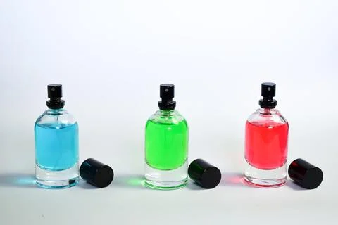 Multicolor bottle perfume set Stock-Fotos