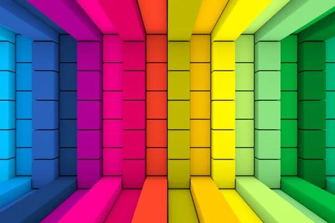 Multicolor boxes abstract background 3D render illustration Stock Illustration