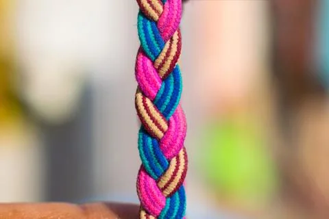 A multicolor braided rope Stock Photos
