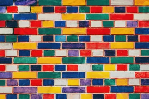 Multicolor brick wall pattern as design element Stock Photos