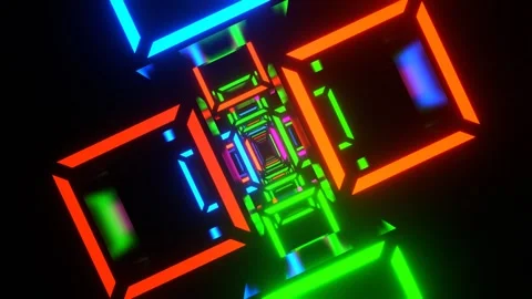 Multicolor Bright Flashing Strobe Square Tunnel Background VJ Loop in 4K Vídeo Stock 328357341