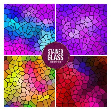 Multicolor Broken Stained Glass Background Set Stock Illustration