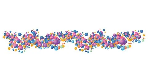 Multicolor Bubble Wave Background, horizontal line of multicolored balloons Illustrazione stock