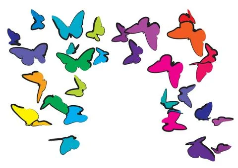 Multicolor butterflies Illustrazione stock