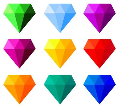 Multicolor cartoon gemstone set Stock Illustration