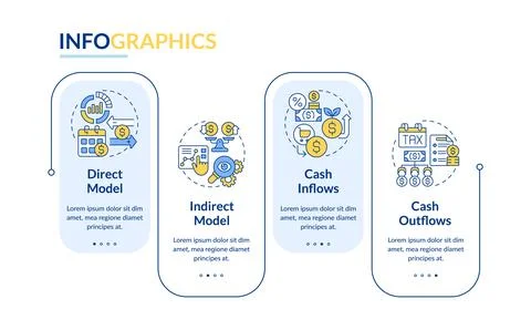 Multicolor cash flow layout with creative linear icons Stock Illustration