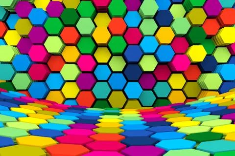 Multicolor cells podium concept abstract background 3D illustration Stock Illustration