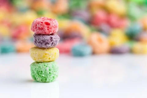 Multicolor cereals with fruit. Stock Photos