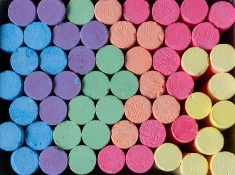 Multicolor chalk for blackboard , multicolor background. 스톡 사진
