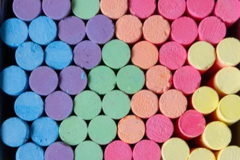 Multicolor chalk for blackboard , multicolor background. 스톡 사진