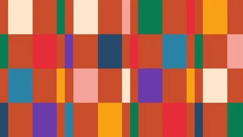 Multicolor checker layout on red background Stock Illustration