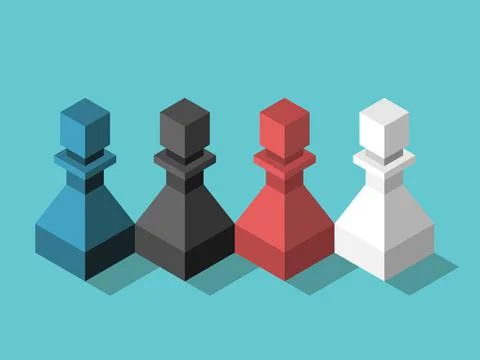 Multicolor chess pawns team Stock Illustration