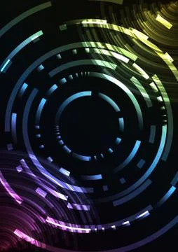 Multicolor circle digital pixel abstract background Stock Illustration