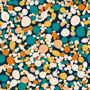 Multicolor circle spots seamless bright pattern. Colorful figures on black ba Illustrazione stock
