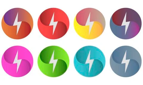 Multicolor circles logo whith lightning Stock Illustration