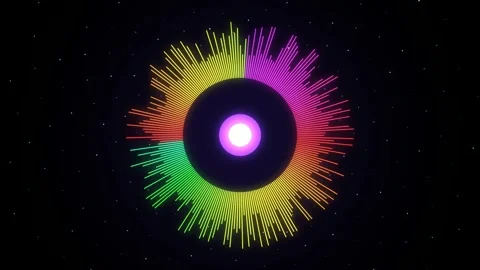 Multicolor circular sound wave visualization Stock Footage 340255066