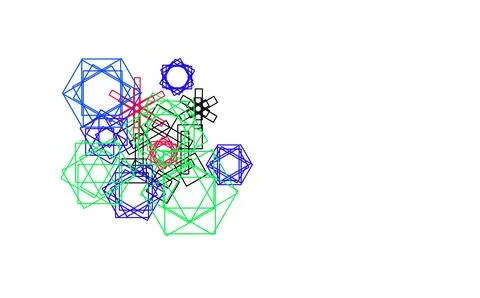 Multicolor circular spirograph cluster on white background Stock Illustration