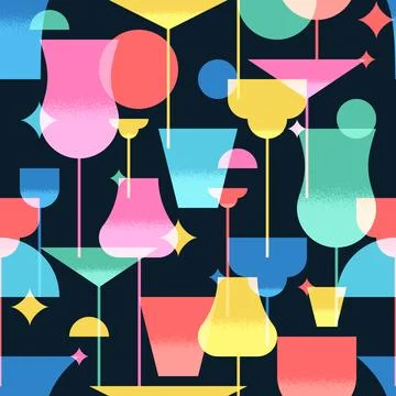 Multicolor cocktails seamless pattern. Vector abstract geometric illustrati.. Stock-Illustration