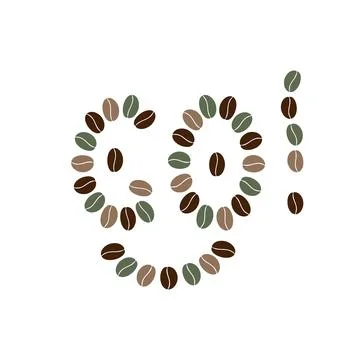 Multicolor Coffee beans form smile and text Go as cute smiley face. Motivation Stock Illustration