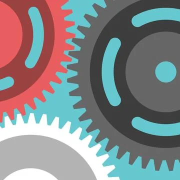 Multicolor cog wheels, closeup Stock Illustration
