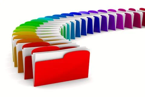 Multicolor computer folder on white background. Isolated 3d image Stock Illustration
