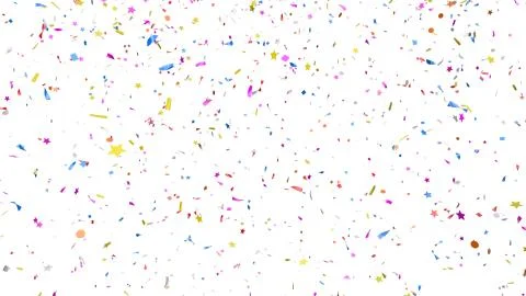 Multicolor confetti abstract background with a lot of falling pieces, isolated Stock Photos