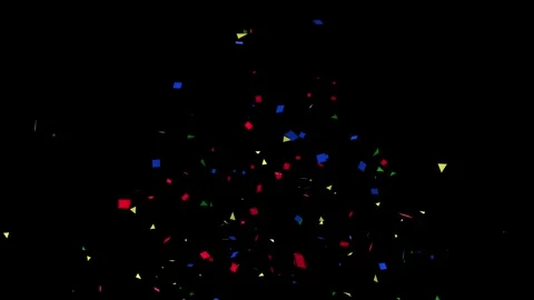 Multicolor confetti explosion animation on black background Stock Footage 309307609