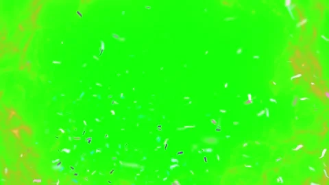 Multicolor confetti falling against a green screen background for easy chroma Stockbeeldmateriaal 346362284