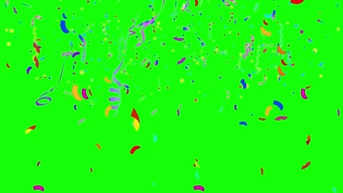 Multicolor confetti falling against a solid green screen background Vídeos de archivo 345627736