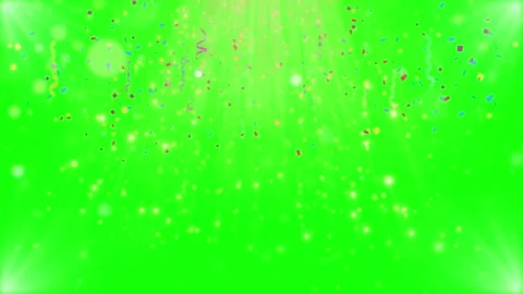 Multicolor confetti falling against a vibrant green screen background 動画素材 345303954