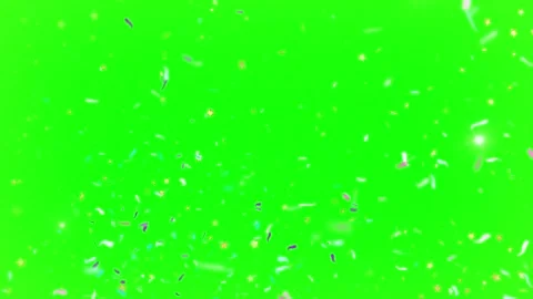 Multicolor confetti falling and floating against a solid green screen Video stock 345853766