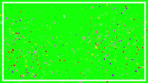 Multicolor confetti falling down inside triple white rectangular frames against Stock Footage 345217044