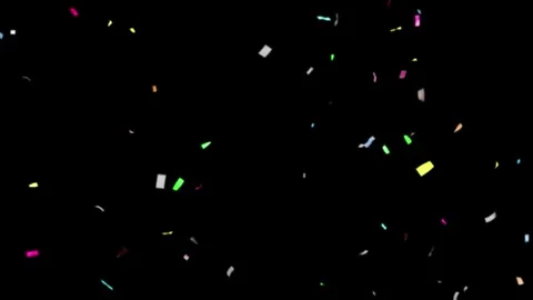 Multicolor Confetti Falling Loop Animation Black Background Video stock 302941665