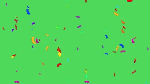Multicolor confetti pieces falling slowly downward against solid green screen Vidéo 345217986