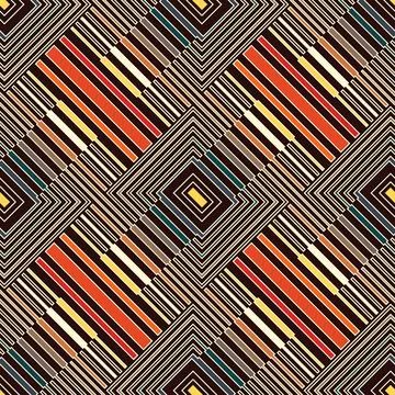 Multicolor Contoured Textured Geometric Tile Pattern Stock Illustration