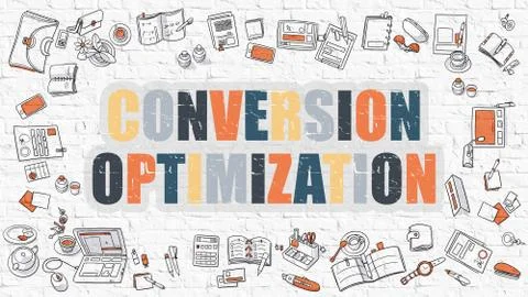 Multicolor Conversion Optimization on White Brickwall Stock Illustration