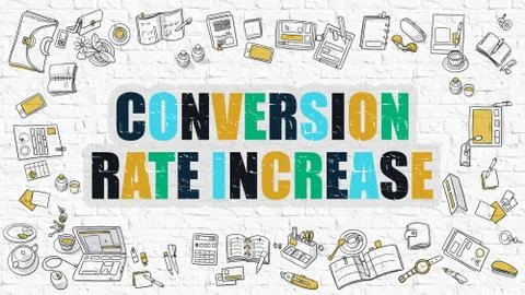 Multicolor Conversion Rate Increase on White Brickwall Stock Illustration