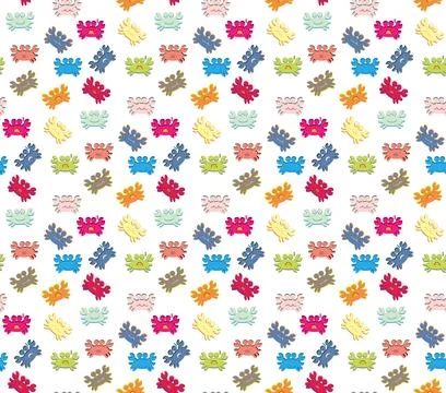 Multicolor Crab Illustration and Pattern Illustrazione stock