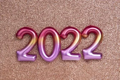 Multicolor creative 2022 numbers on decorative background with copy space Stock Photos