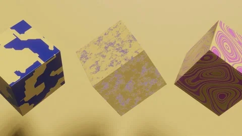 Multicolor cubes with abstract patterns seamless loop 3d render abstract Stock Footage 169509846