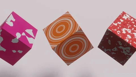 Multicolor cubes with abstract patterns on a white background. Seamless loop 3d  Video stock 167595629