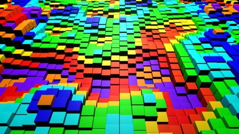 Multicolor Cubic Wave Zone Background VJ Loop in 4K Stock Footage 282092058