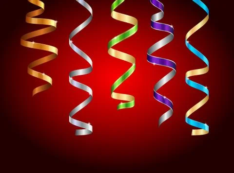 Multicolor curling stream ribbons on dark Background. Stock Illustration