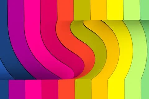 Multicolor curved boxes abstract background 3D render illustration Stock Illustration