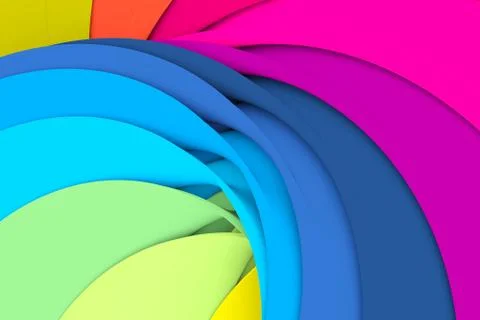 Multicolor curved line abstract background 3D illustration Stock Illustration